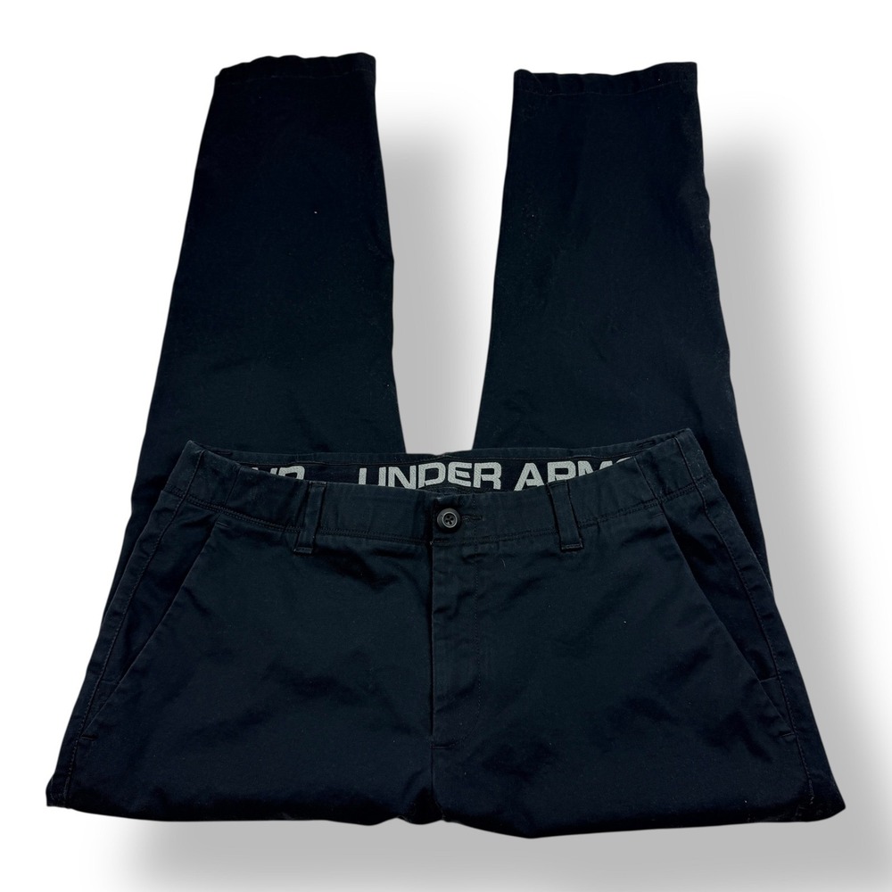 Under‎ Armour Mens Black Golf Chino Pants Stretch Flat Front 34x29